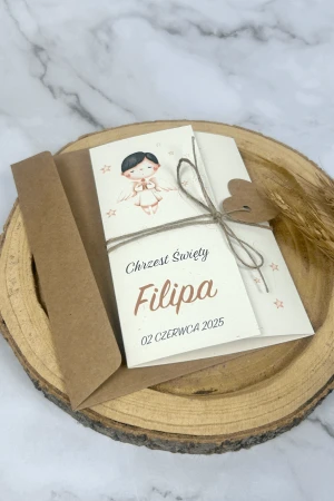 Zaproszenie na Chrzest Święty – Anielski Urok dla Chłopca | Personalizowane