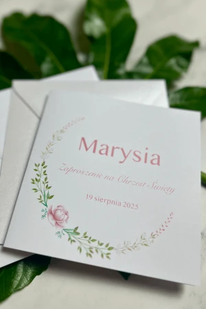 Zaproszenie na Chrzest Święty – Różany Ogród | Personalizowane