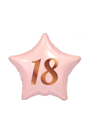 Balon foliowy 18, gwiazda różowa, nadruk różowo-złoty, 19 cali AA
