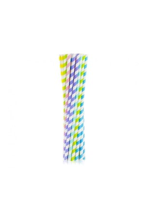 Słomki papierowe SHAKE miks kolorów paski, 8x252mm / 200 szt.
