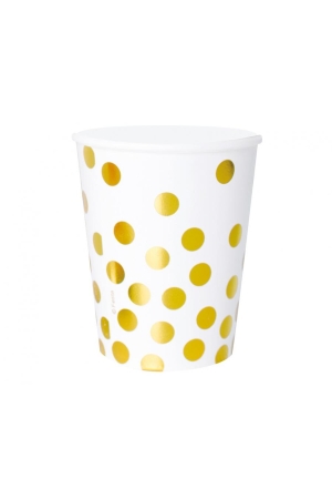 Kubeczki papierowe Groszki złote – 250 ml / 6 szt.