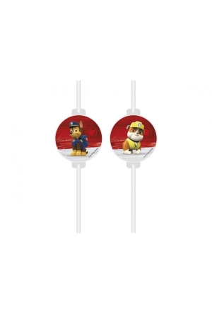 #ZSŁ Rurki (słomki) papierowe z medalionem Paw Patrol, 4 szt.
