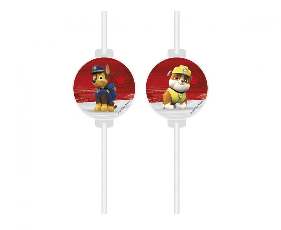 #ZSŁ Rurki (słomki) papierowe z medalionem Paw Patrol, 4 szt.