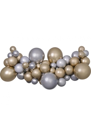 #GB Girlanda balonowa DIY Srebrno-złota SHINE, 65 szt.