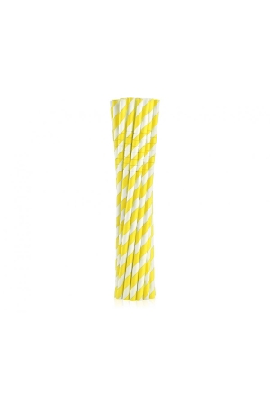 Słomki papierowe łamane, żółte paski, 6x200mm / 12 szt. KK