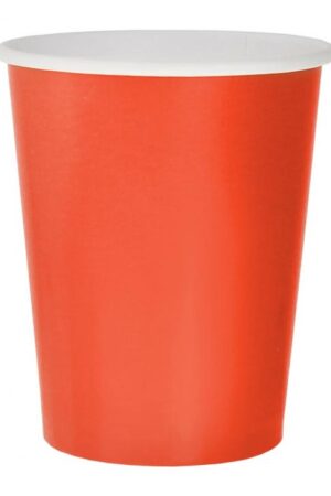 Kubeczki papierowe czerwone jednokolorowe – 250 ml / 14 szt.