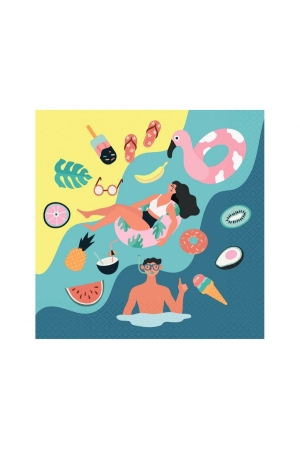 #ZSE Serwetki Kolekcja Summer - Let's Party (beach), certyfikat FSC, 33x33 cm/ 20 szt.