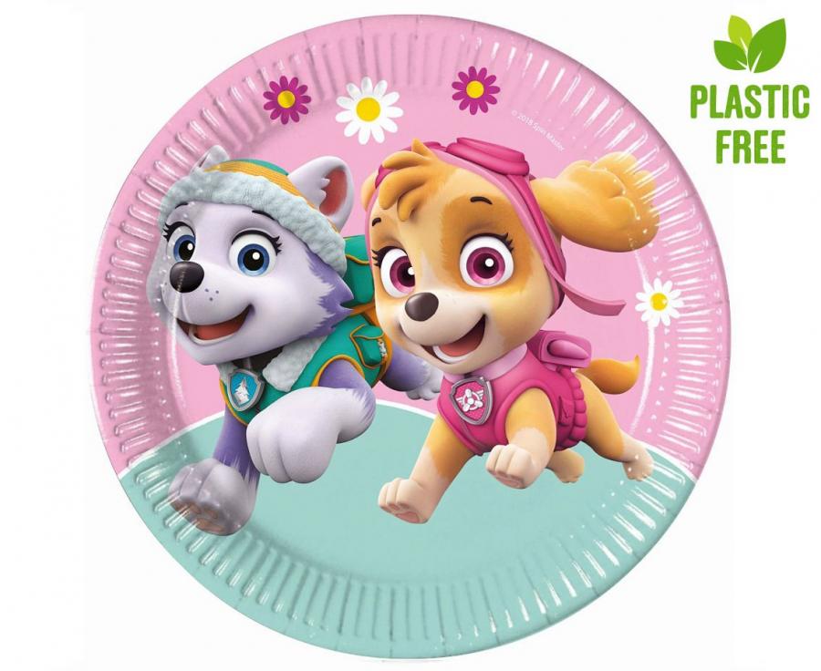 #ZTA Talerzyki papierowe Paw Patrol Skye & Everest (Nickelodeon), next generation, 23cm, 8 szt. (plastic-free)
