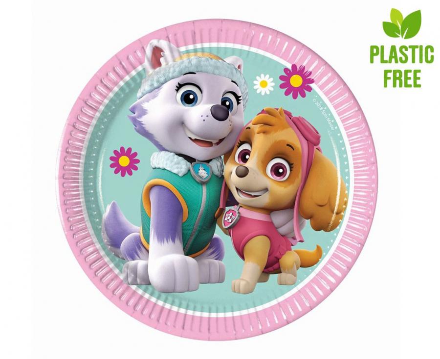#ZTA Talerzyki papierowe Paw Patrol Skye & Everest (Nickelodeon), 20cm, 8 szt. (plastic-free)