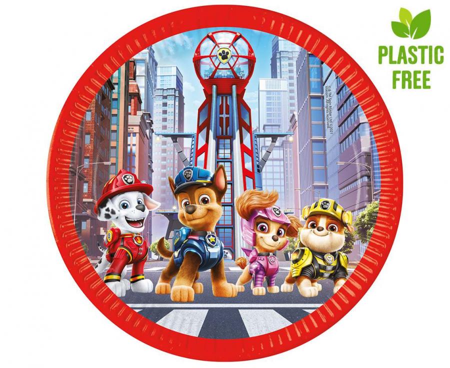 #ZTA Talerzyki papierowe Paw Patrol: The Movie (Nickelodeon) next generation, 23cm, 8 szt. (plastic-free)