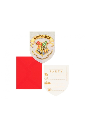 Zaproszenia z kopertą Harry Potter Hogwarts Houses uniwersalne, 6 szt.(papier FSC)