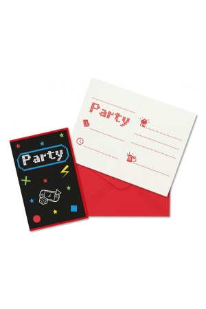 Zaproszenia z kopertami Gaming Party dla chłopca, 6 szt.