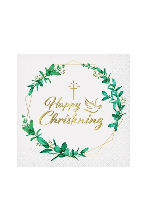 #ZSE Serwetki Happy Christening (listki), certyfikat FSC, 33x33 cm/ 20 szt.