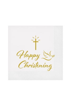 #ZSE Serwetki Happy Christening (krzyż i gołąbek), certyfikat FSC, 33x33 cm/ 20 szt. KK