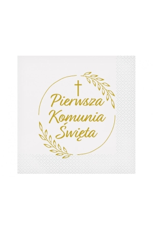 #ZSE Serwetki Pierwsza Komunia Święta (kłosy), certyfikat FSC, 33x33 cm/ 20 szt.