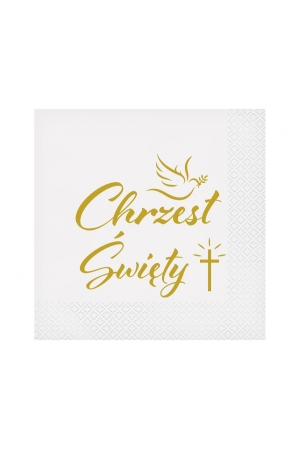 #ZSE Serwetki Chrzest Święty (gołąbek i krzyż), certyfikat FSC, 33x33 cm/ 20 szt.