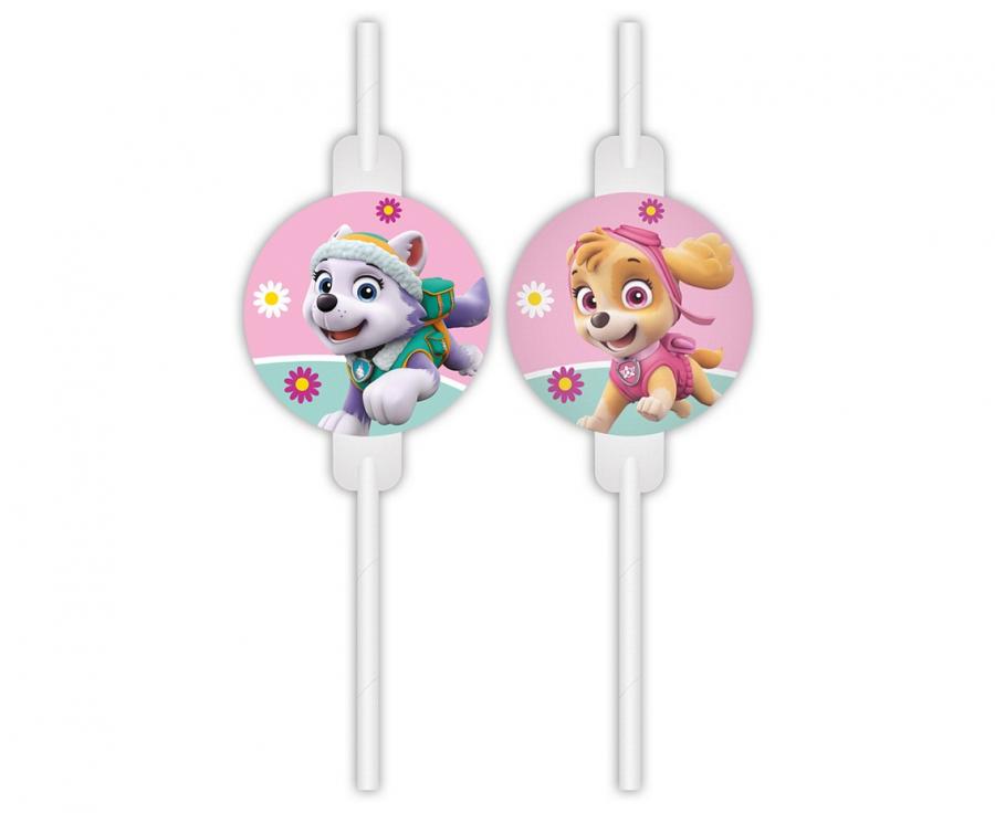 Słomki papierowe Paw Patrol ze medalionem Skye & Everest – 4 szt.