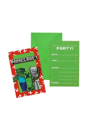 Zaproszenia z kopertami Minecraft uniwersalne, 6 szt.