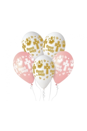 #BL Balony Premium Hel Chrzest dziewczynki, 13 cali/ 25 szt. KK
