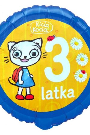 Balon foliowy Kicia Kocia - 3 Latka – 18 cali