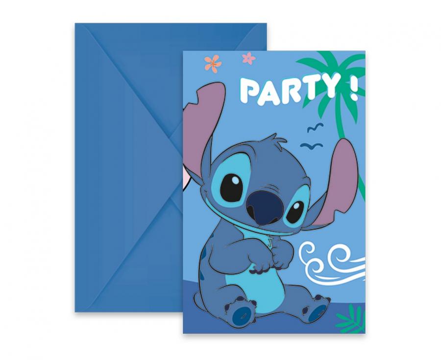 Zaproszenia z kopertami Stitch & Angel Disney uniwersalne, 6 szt.